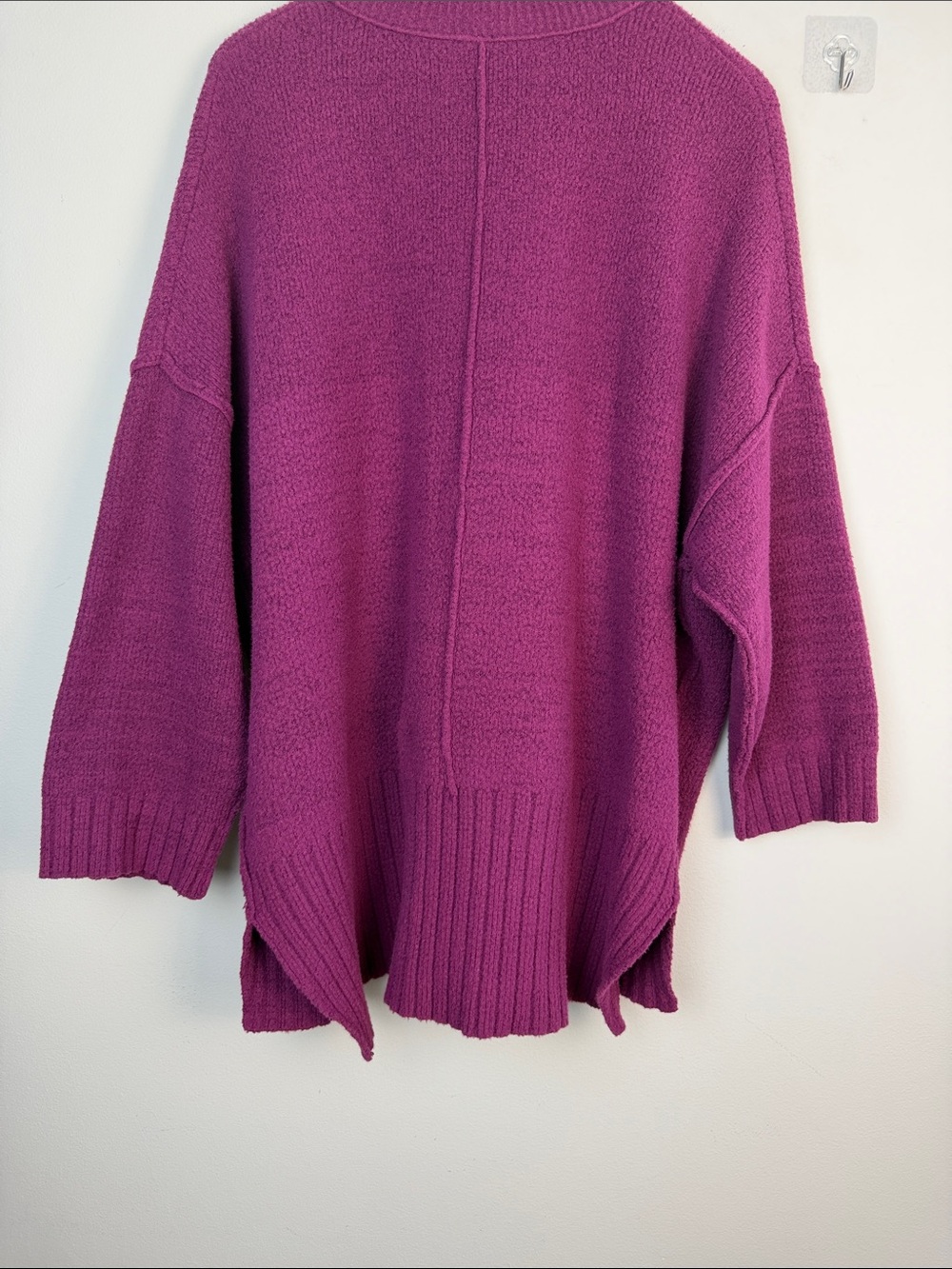 Free People Peaches Slouchy Oversized XS Tunic Sweater Chunky Knit Crewneck Plum - Picture 12 of 16